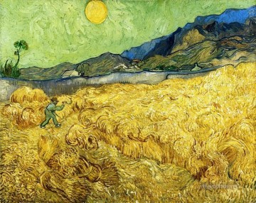 Wheat Field with Reaper and Sun Vincent van Gogh Oil Paintings